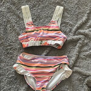 Vibrant Striped Kids Bikini Set